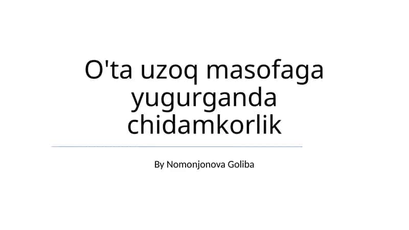 Tananing fiziologiyasi va uzoq masofali yugurish 1