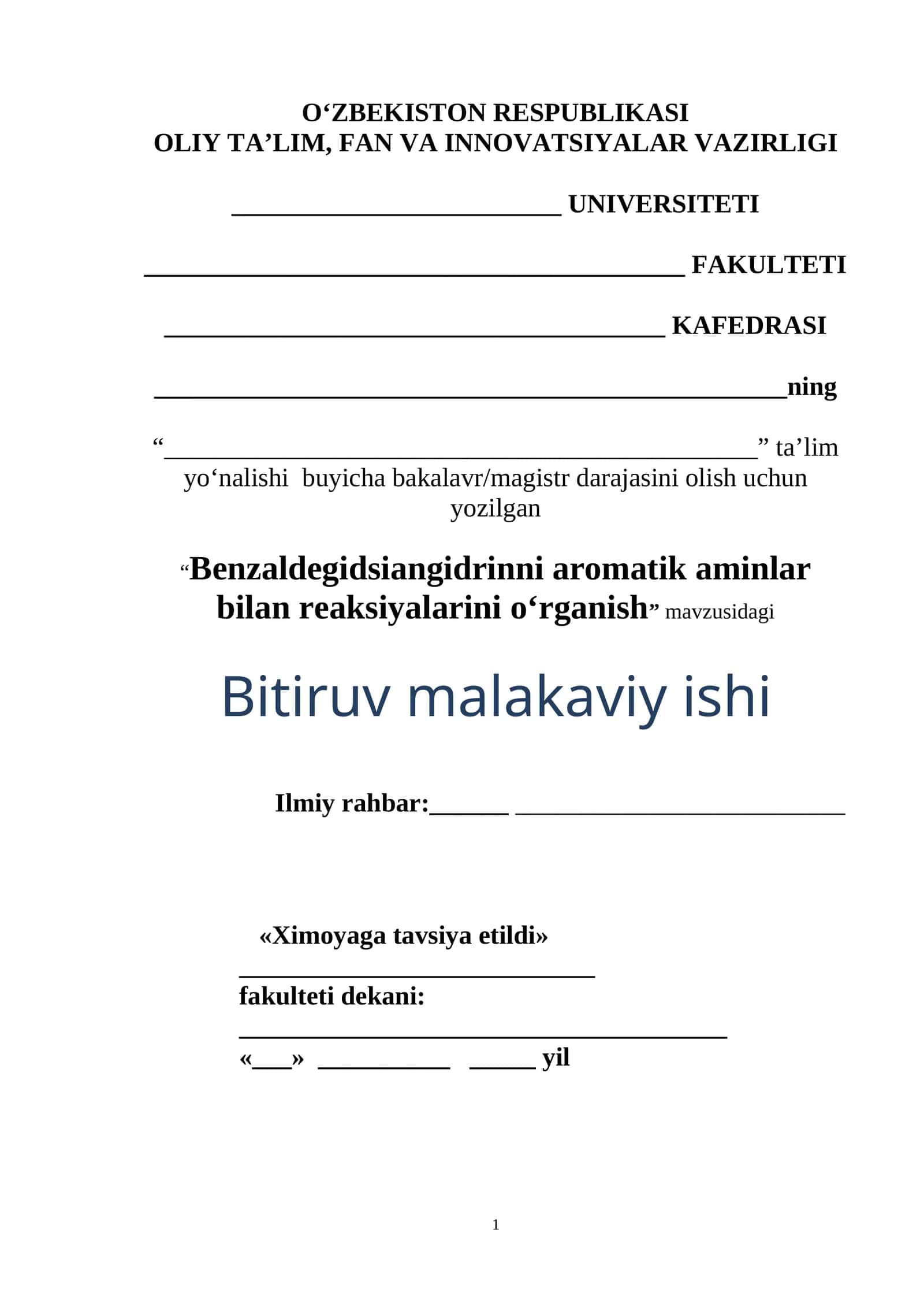 Benzaldegidsiangidrinni aromatik aminlar bilan reaksiyalarini o‘rganish 1