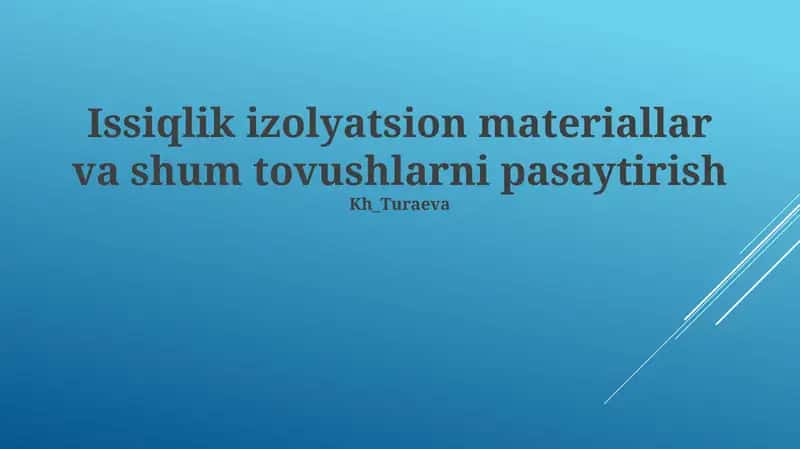 Issiqlik izolatsiyasi 1