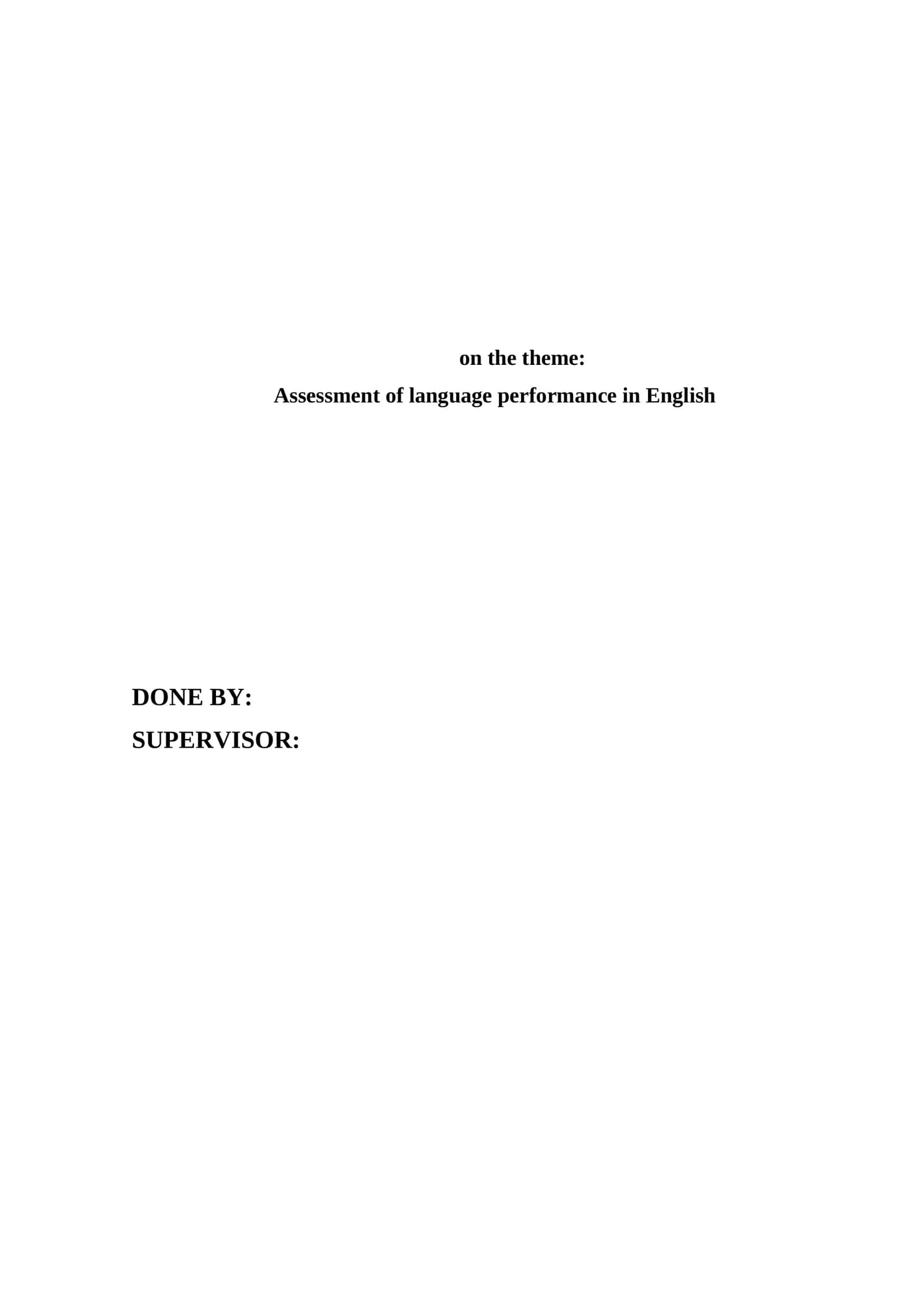 Assessment of language performance in English 1