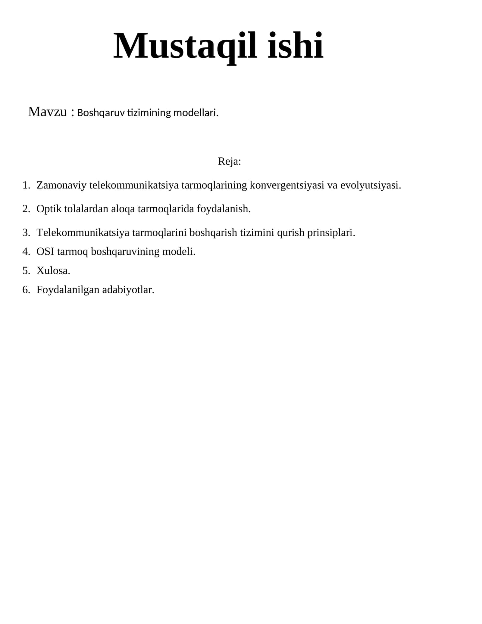 Zamonaviy telekommunikatsiya tarmoqlarining konvergentsiyasi va evolyutsiyasi 1