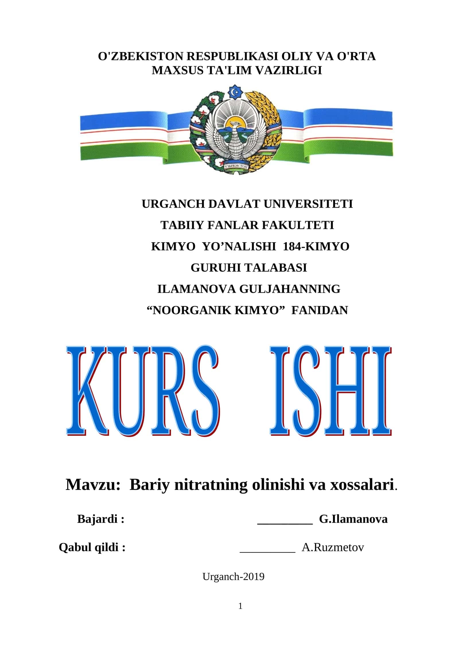 Bariy nitratning olinishi va xossalari 1
