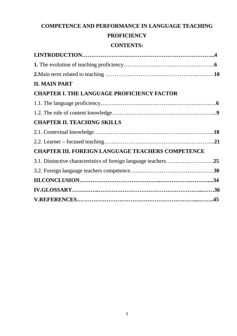 COMPETENCE AND PERFORMANCE IN LANGUAGE TEACHING PROFICIENCY 1
