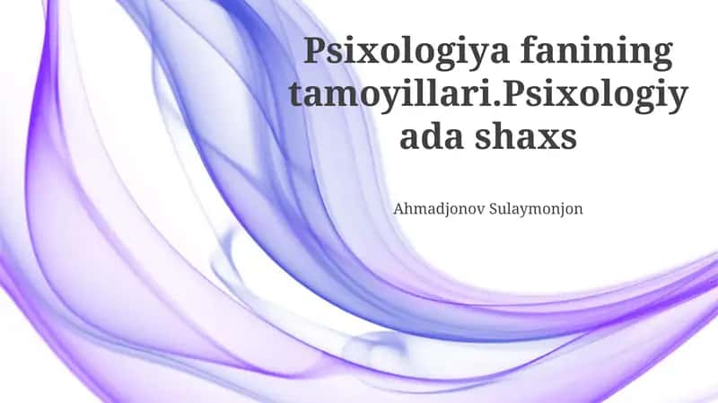 Psixologiya fanining tamoyillari 1