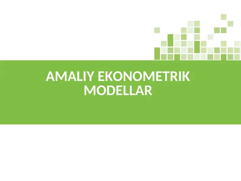 AMALIY EKONOMETRIK MODELLAR 1