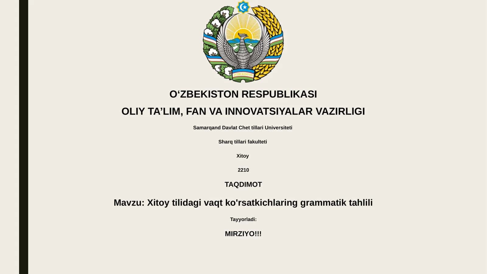Xitoy tilidagi vaqt ko'rsatkichlaring grammatik tahlili 1