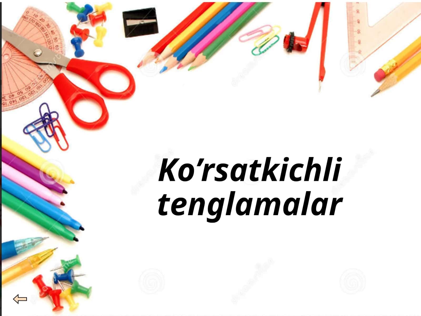 Ko’rsatkichli  tenglamalar 1