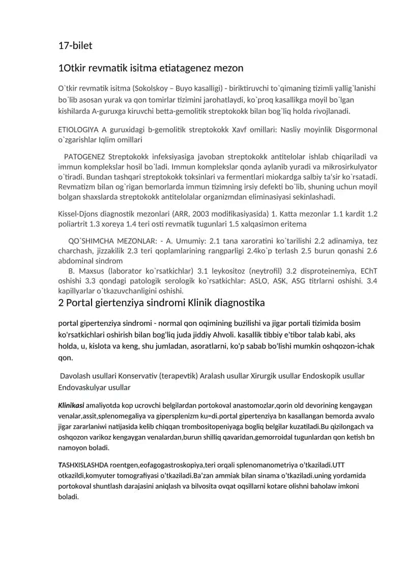O`tkir revmatik isitma etiatagenez mezon 1