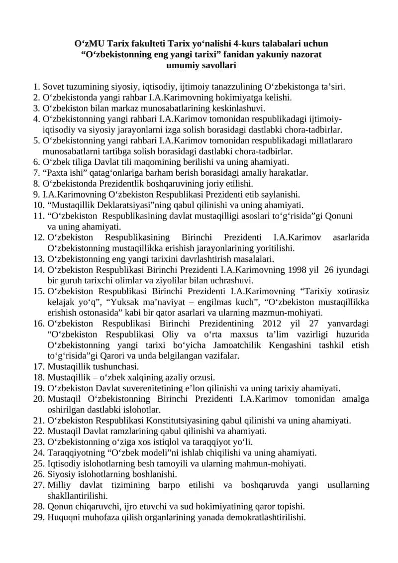 O‘zbekistonning eng yangi tarixi 1