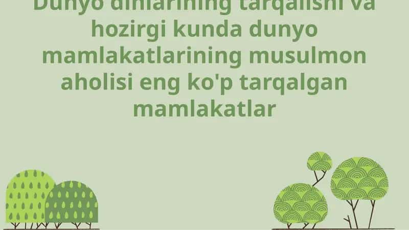 Dunyo dinlarining tarqalishi va hozirgi kunda dunyo mamlakatlari 1