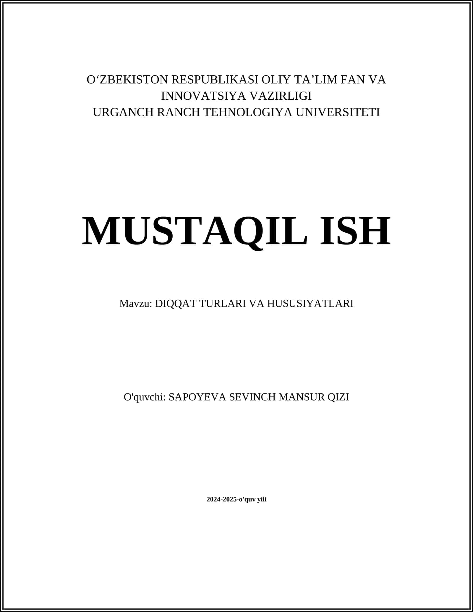 DIQQAT TURLARI VA HUSUSIYATLARI 1