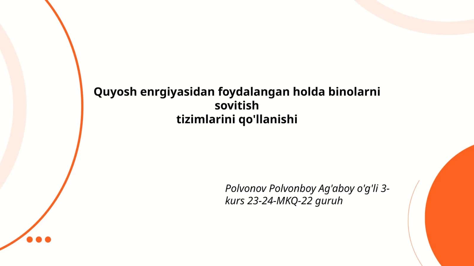Quyosh enrgiyasidan foydalangan holda binolarni sovitish tizimlarini qo'llanishi 1
