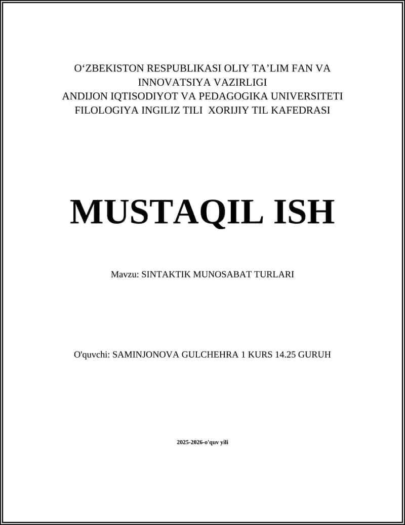 SINTAKTIK MUNOSABAT TURLARI 1