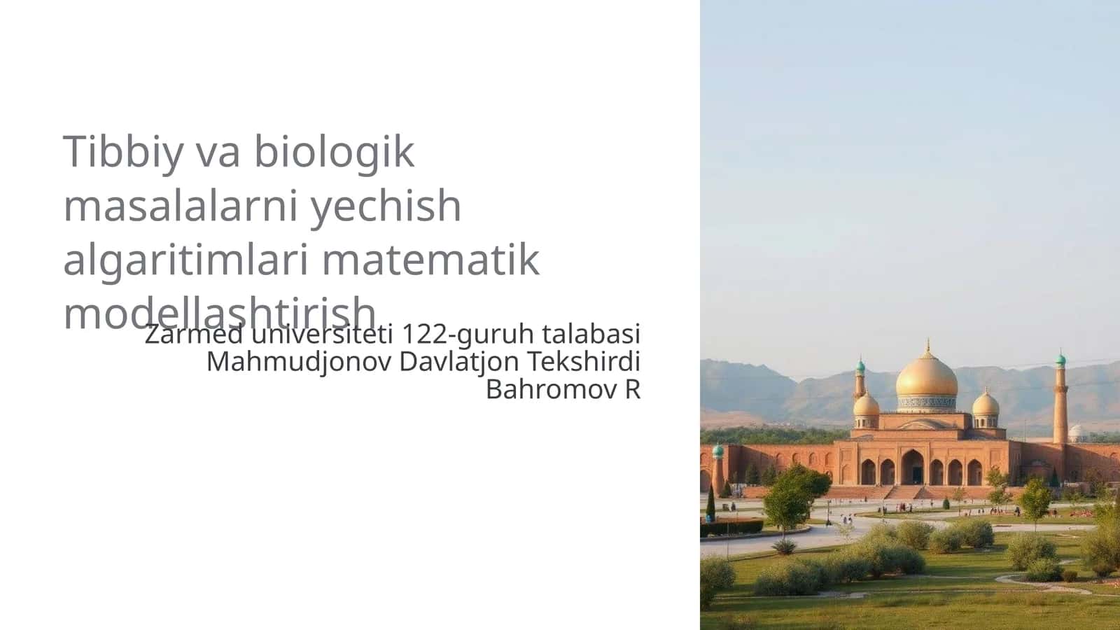 Matematik modellashtirish tushunchasi va ahamiyati 1