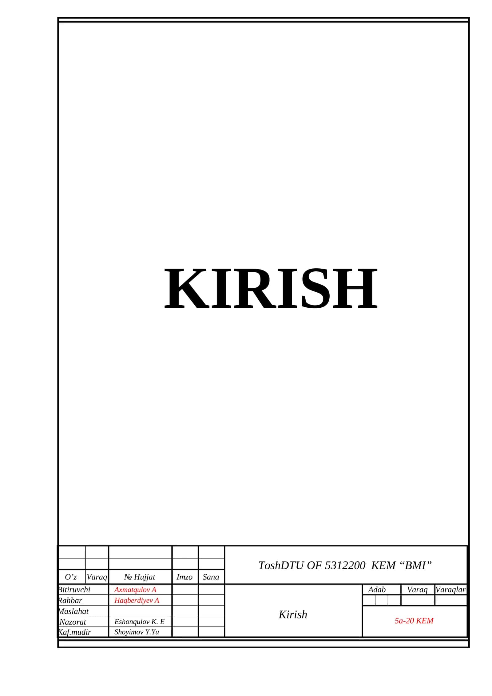 ToshDTU OF 5312200 KEM “BMI” 1