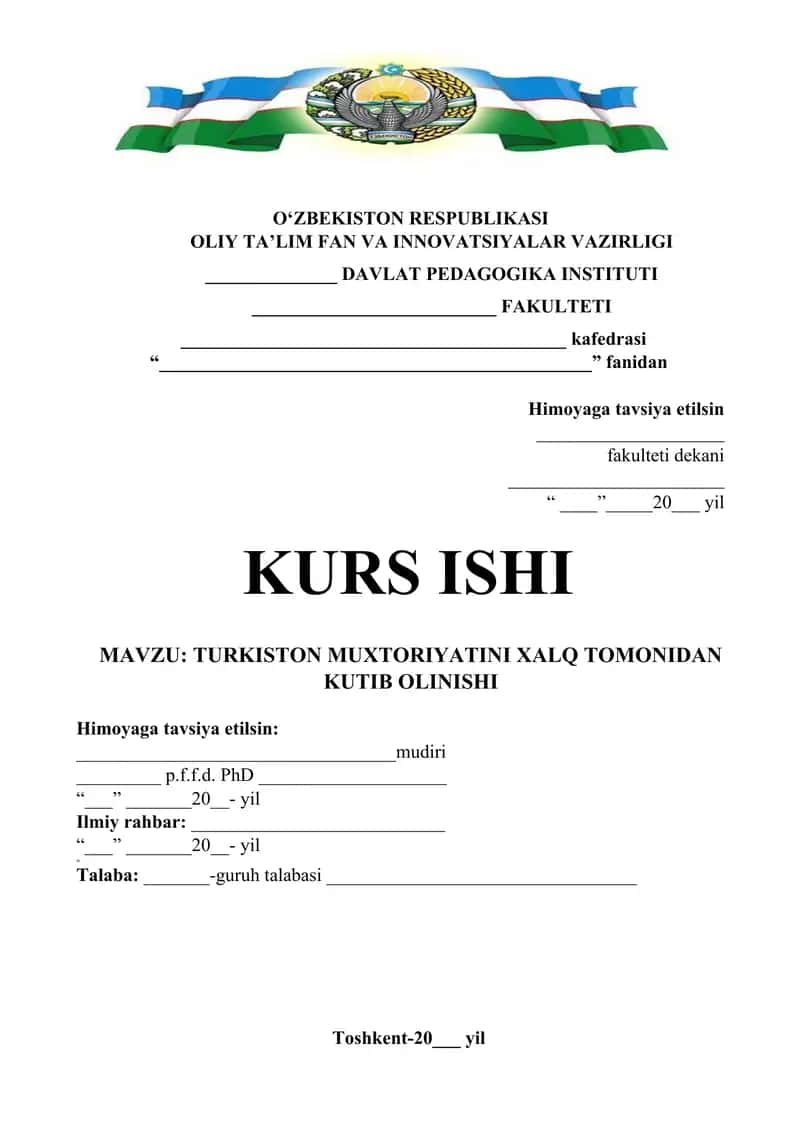 TURKISTON MUXTORIYATINI XALQ TOMONIDAN KUTIB OLINISHI 1
