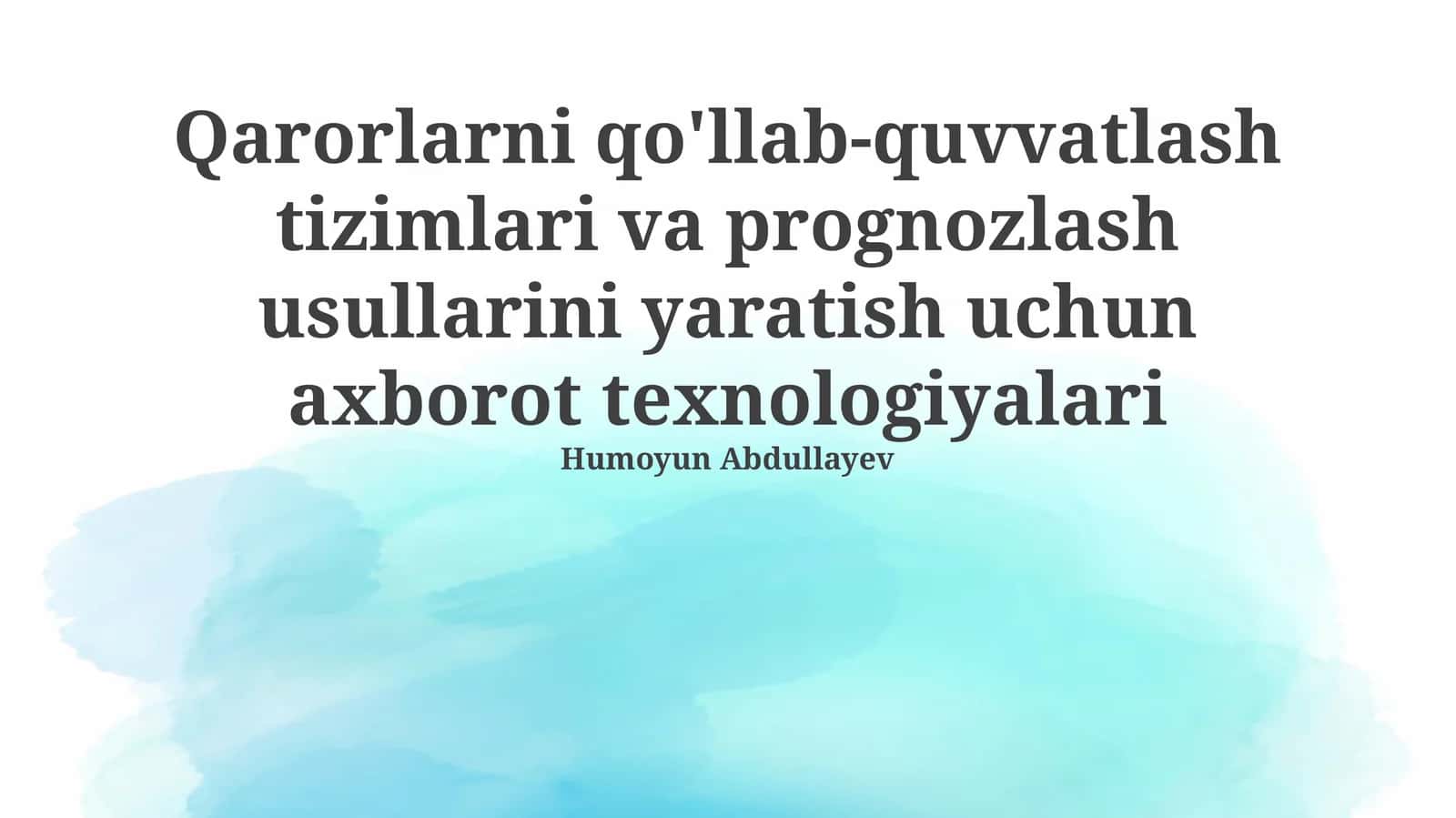 Qarorlarni qo'llab-quvvatlash tizimlari va prognozlash usullari 1
