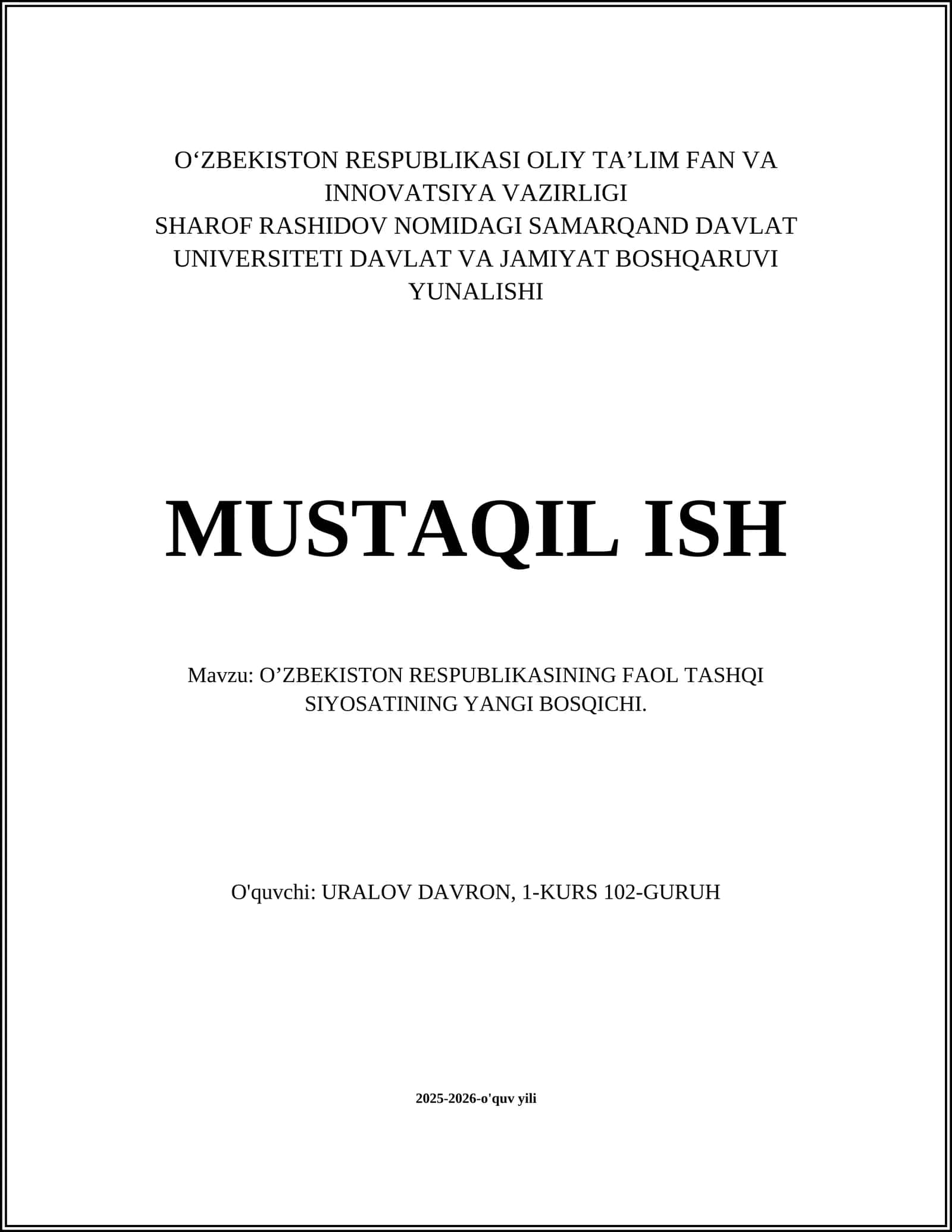 O'zbekistonning yangi bosqich tashqi siyosatida iqtisodiy diplomatiya strategiyalari 1
