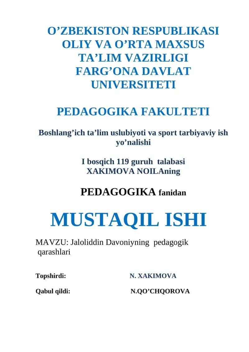 Jaloliddin Davoniyning pedagogik qarashlari 1