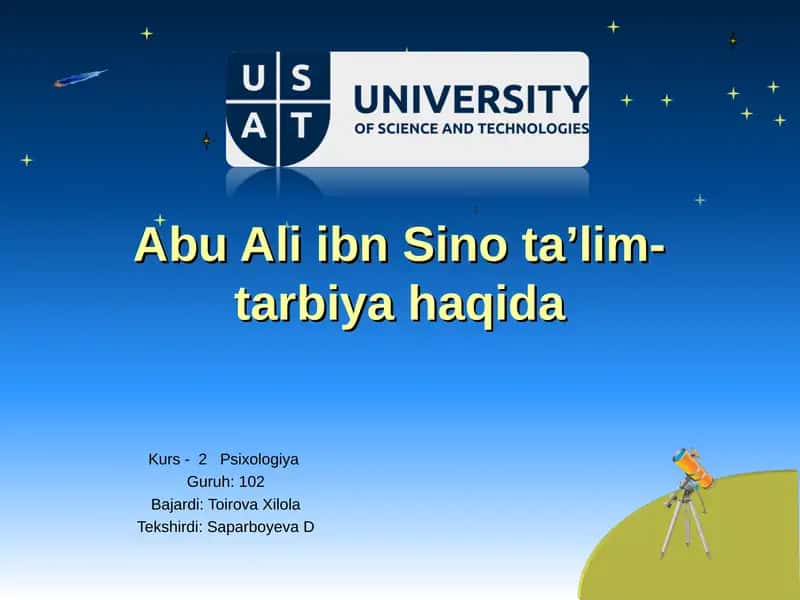 Abu Ali ibn Sino ta’lim-tarbiya haqida 1