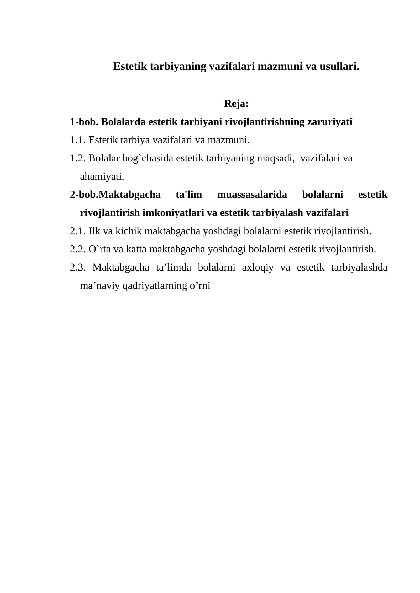 Estetik tarbiyaning vazifalari mazmuni va usullari 1