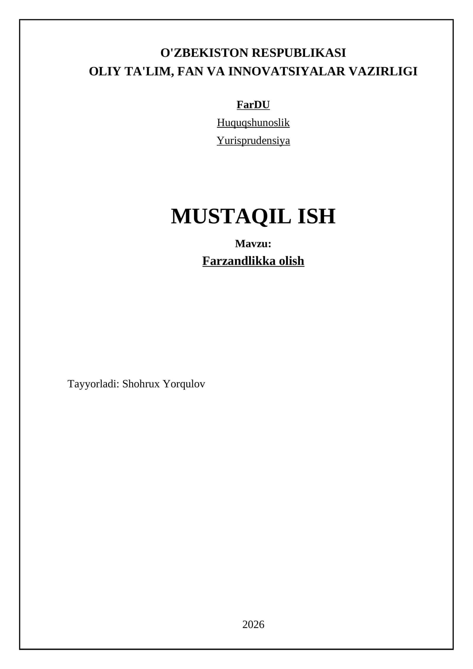 Farzandlikka olish 1