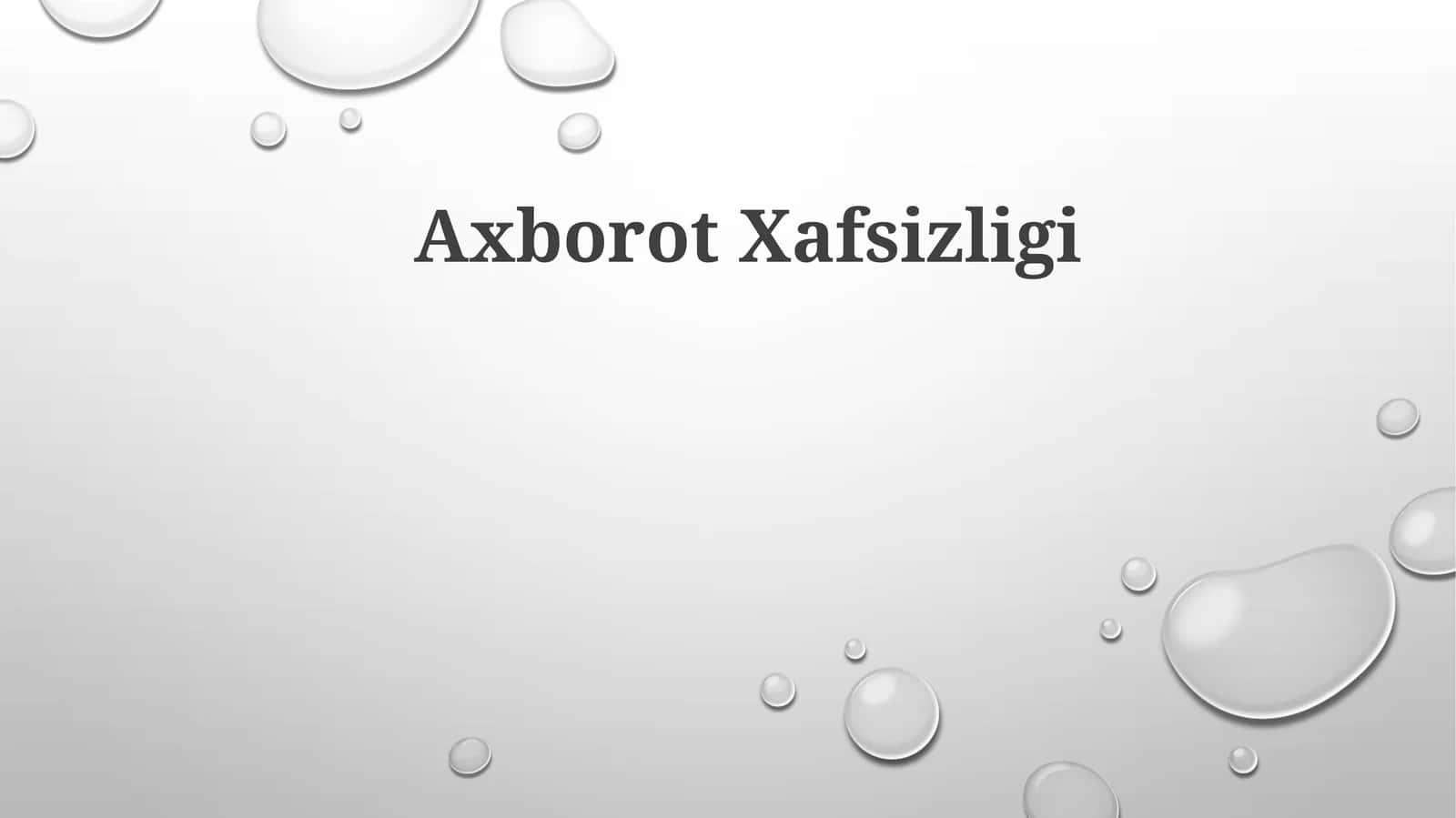 Xavfsizlik asoslari 1