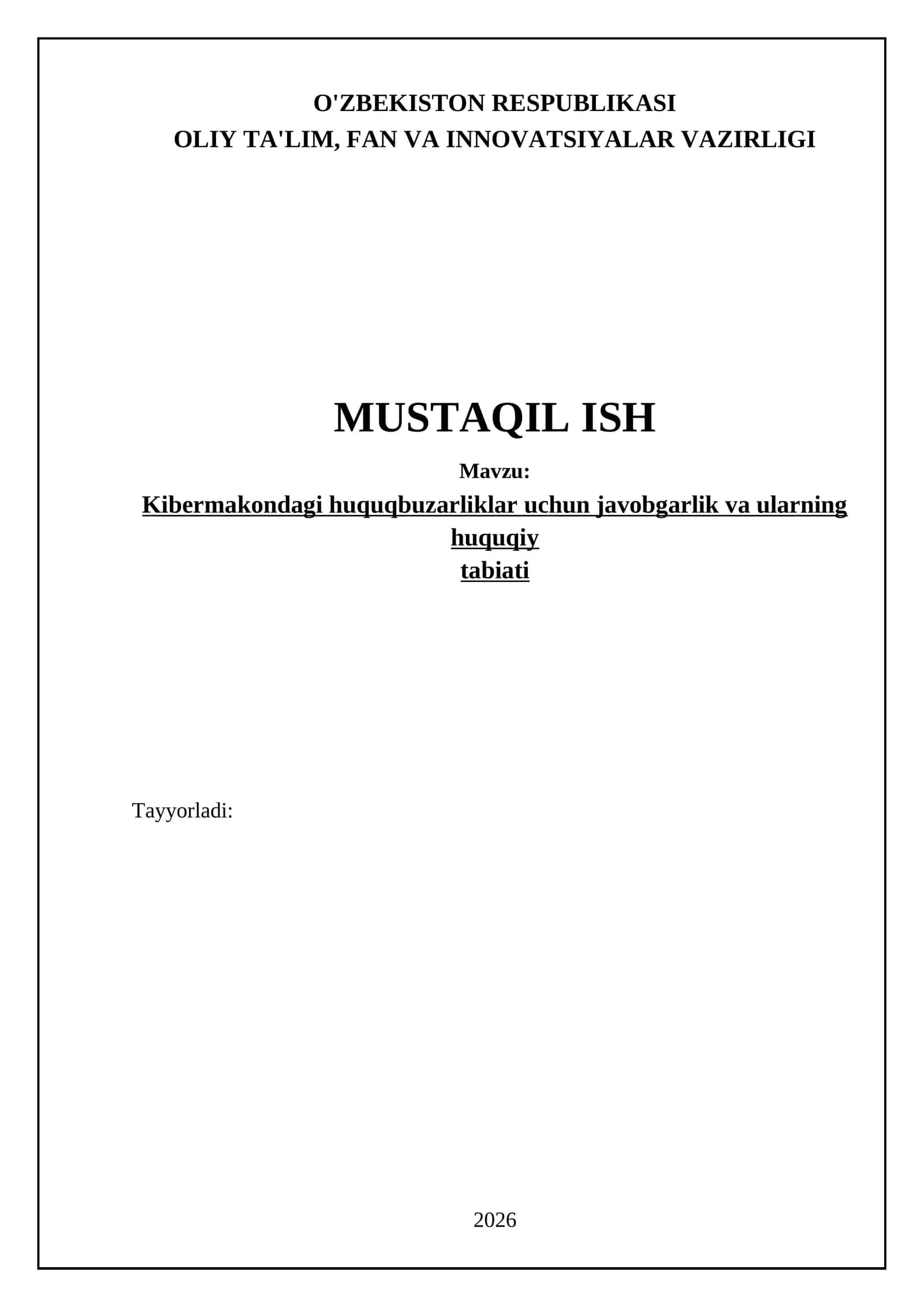Kibermakondagi huquqbuzarliklarning huquqiy tasnifi va mohiyati 1
