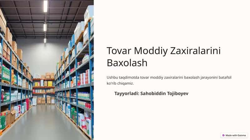 Moddiy Zaxiralarini Baxolash 1