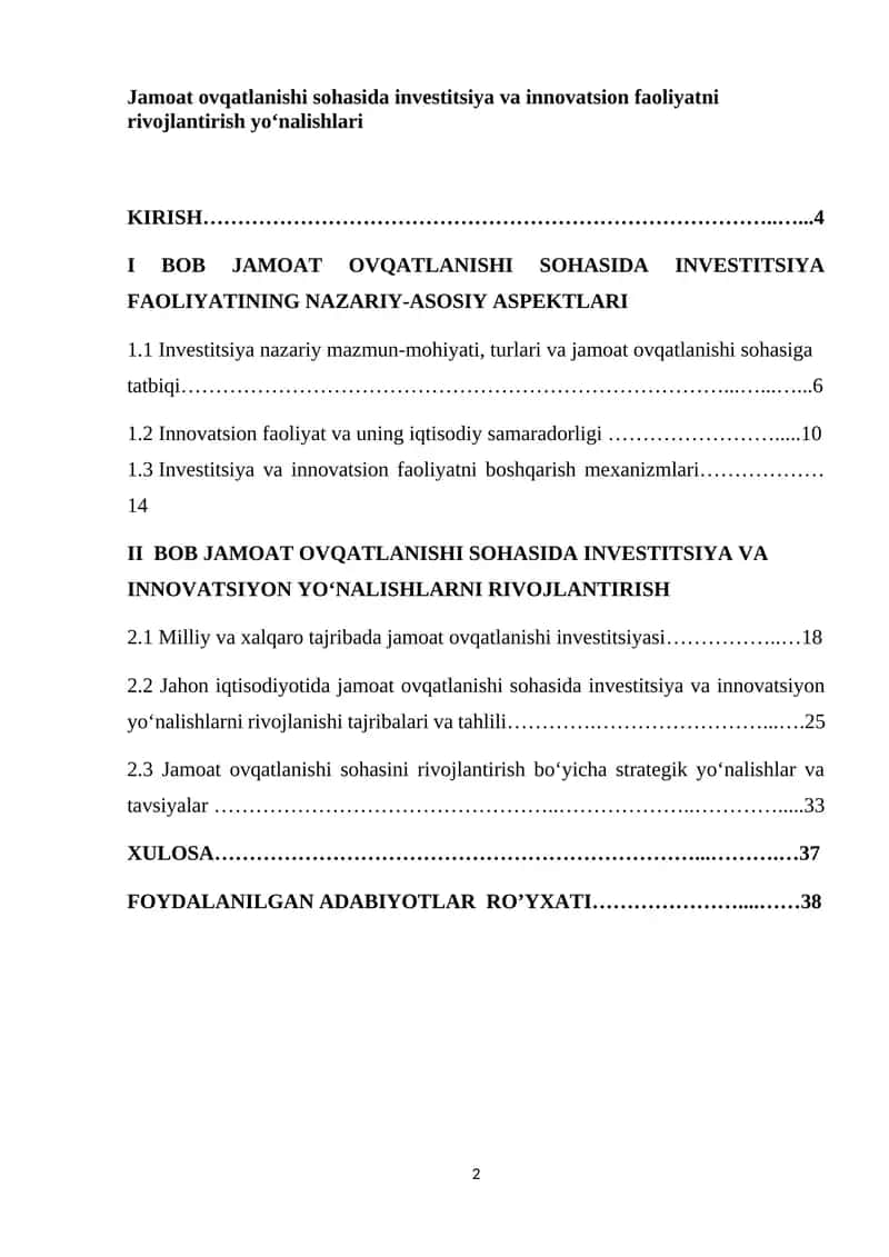 Investitsiya va innovatsion faoliyatni rivojlantirish yo‘nalishlari 1