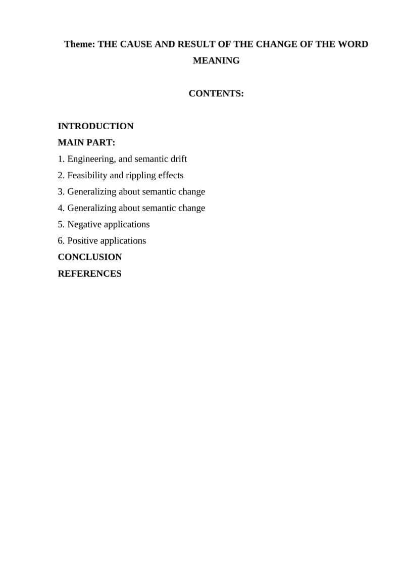 THE CAUSE AND RESULT OF THE CHANGE OF THE WORD MEANING 1