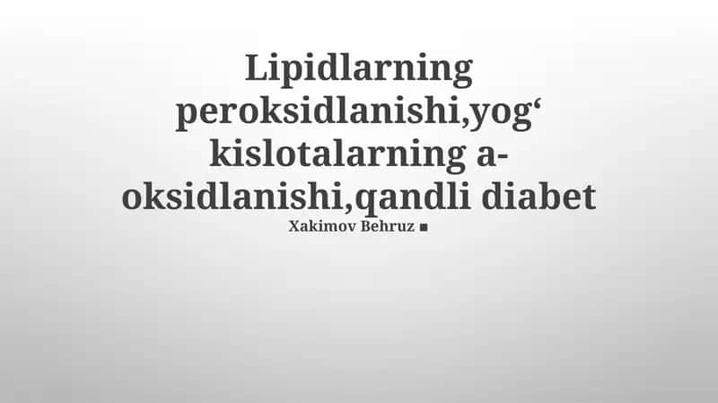 Lipid Peroksidlanishi va Alfa-Oksidlanishning O'zaro Ta'siri 1