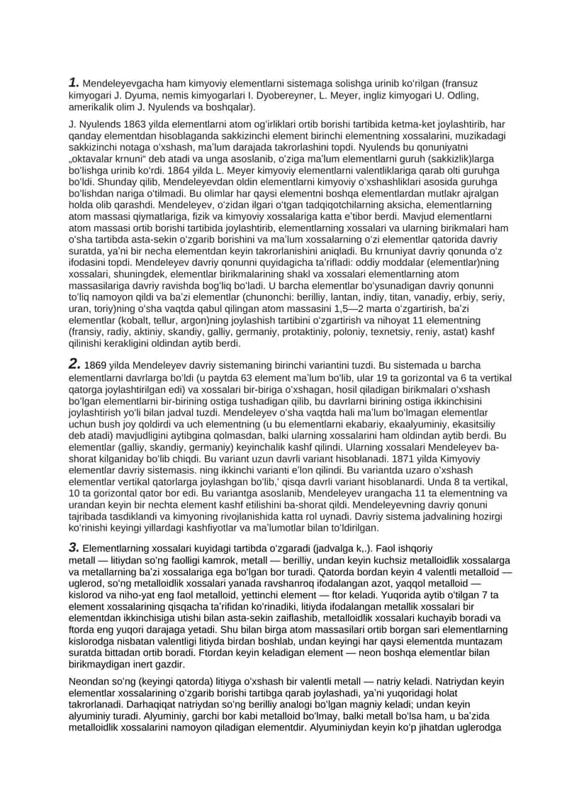 Mendeleyev davriy qonuni 1