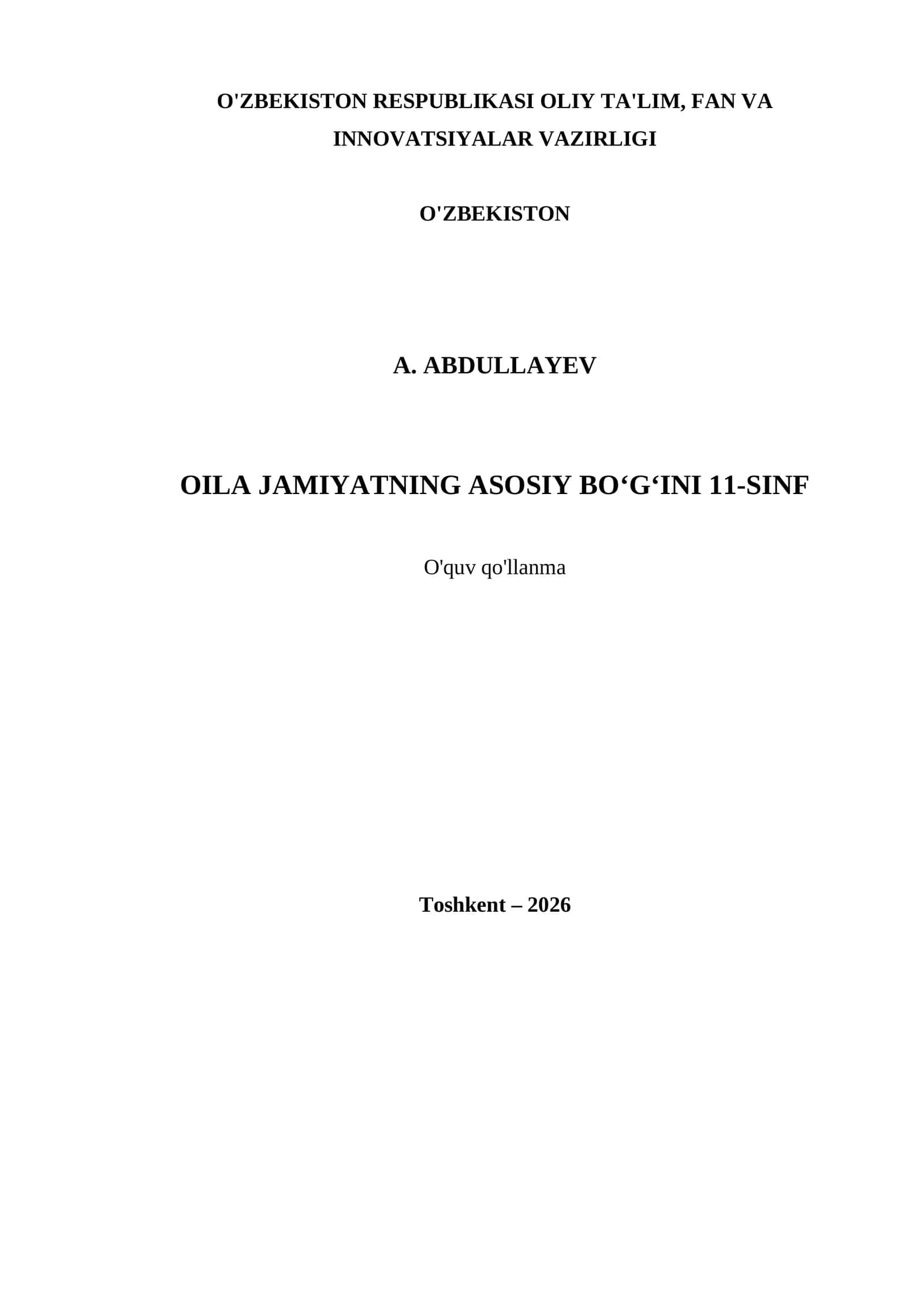 OILA JAMIYATNING ASOSIY BO‘G‘INI 11-SINF 1