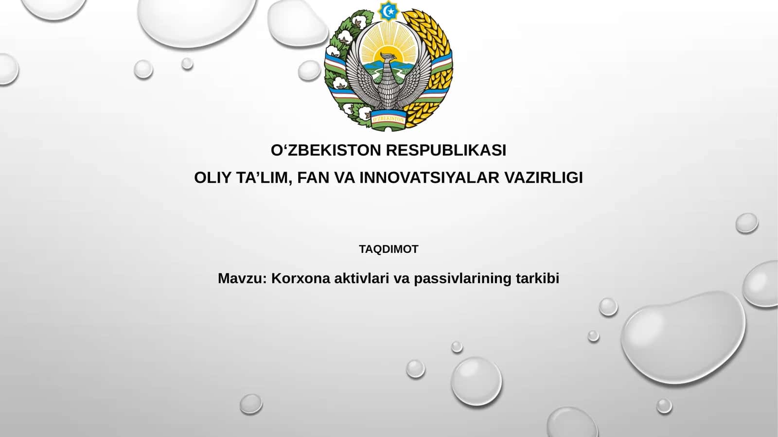 Korxona aktivlari va passivlarining tarkibi 1