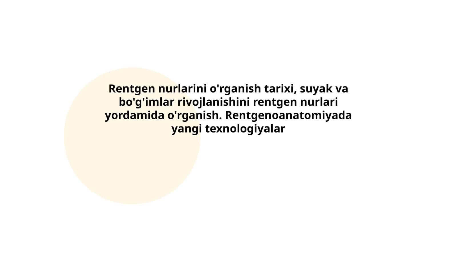 Rentgen nurlarini o'rganish tarixi, suyak va bo'g'imlar rivojlanishini rentgen nurlari yordamida o'rganish 1