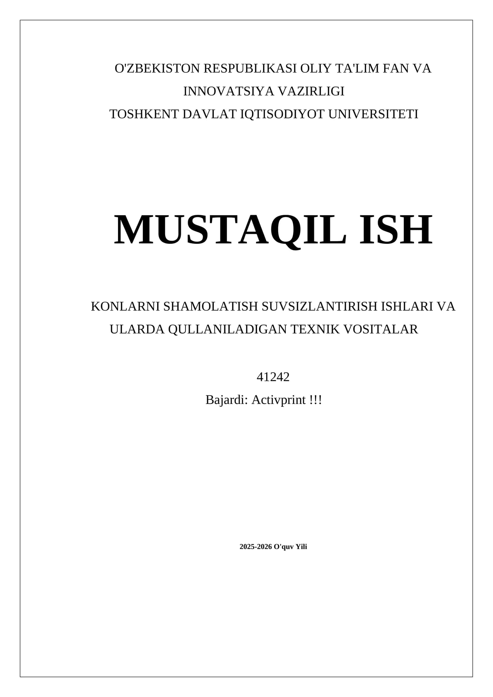 KONLARNI SHAMOLATISH SUVSIZLANTIRISH ISHLARI VA ULARDA QULLANILADIGAN TEXNIK VOSITALAR 1