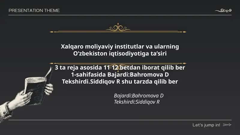 Xalqaro moliyaviy institutlar va ularning O‘zbekiston iqtisodiyotiga ta’siri 1