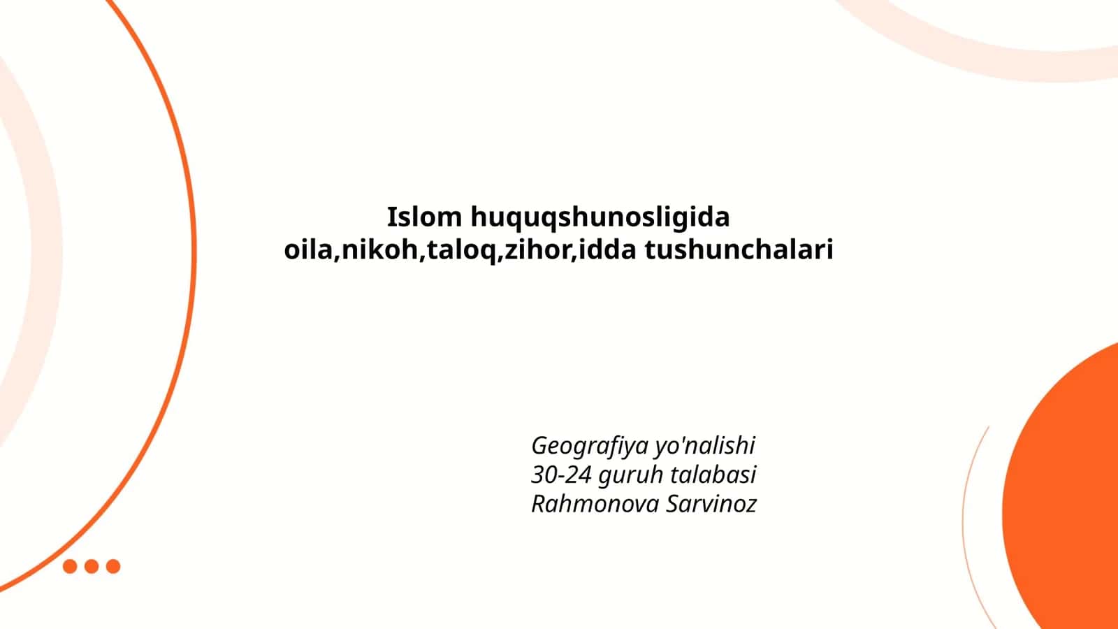 Islom huquqshunosligida oila, nikoh, taloq, zihor, idda tushunchalari 1