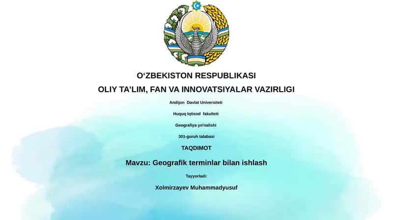 Geografik terminlar bilan ishlash 1