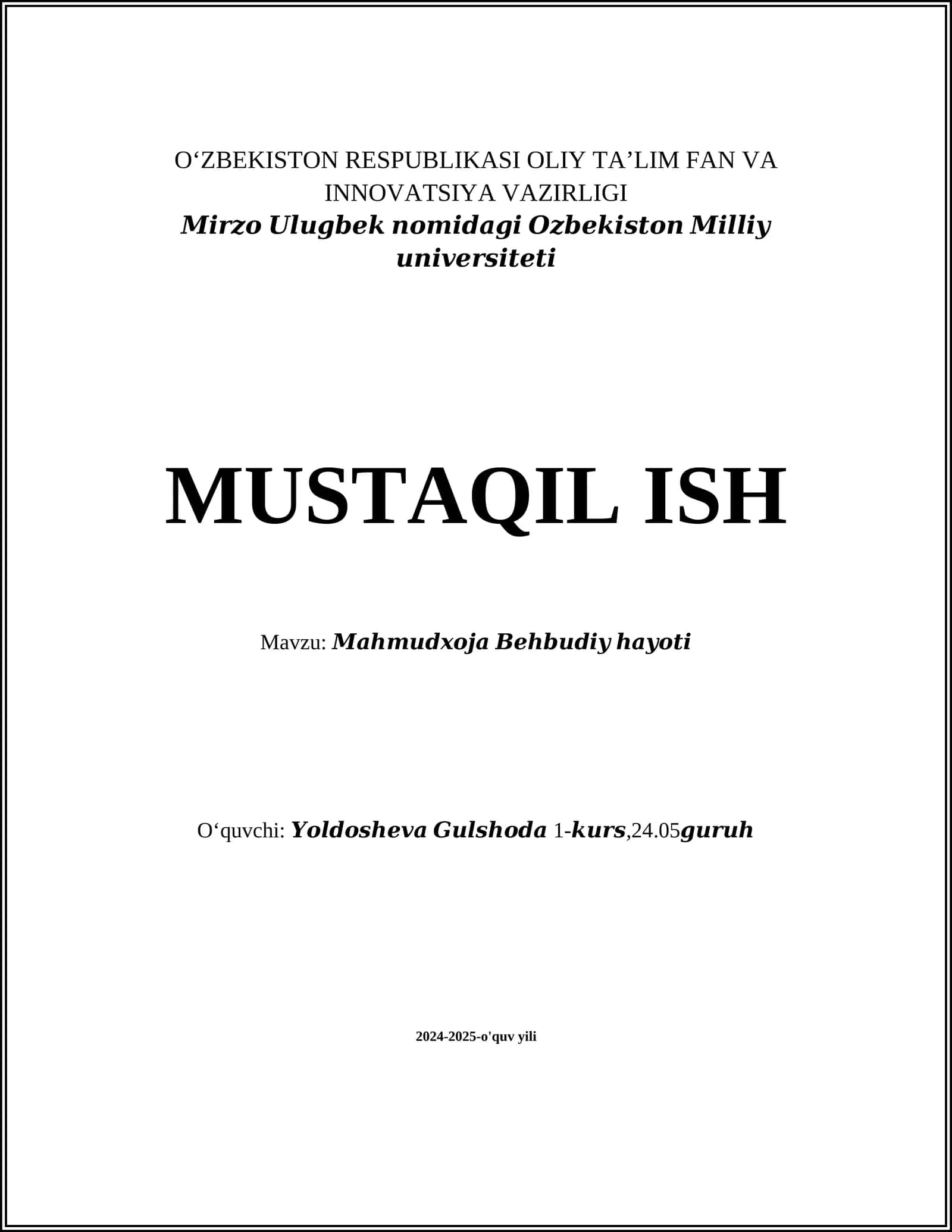 Mahmudxo'ja Behbudiyning tarjimai holi 1