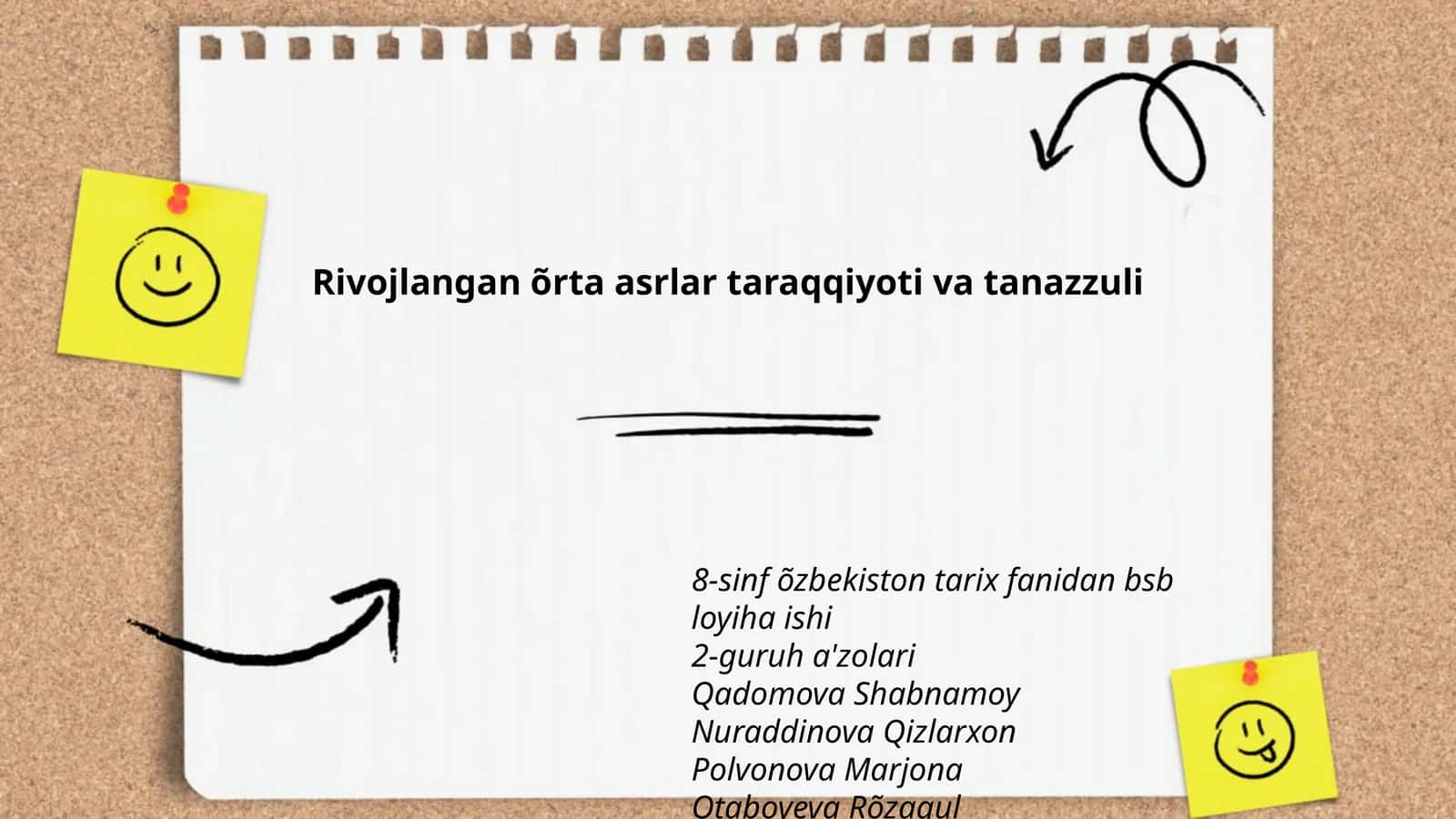 8-sinf õzbekiston tarix fanidan bsb loyiha ishi 1
