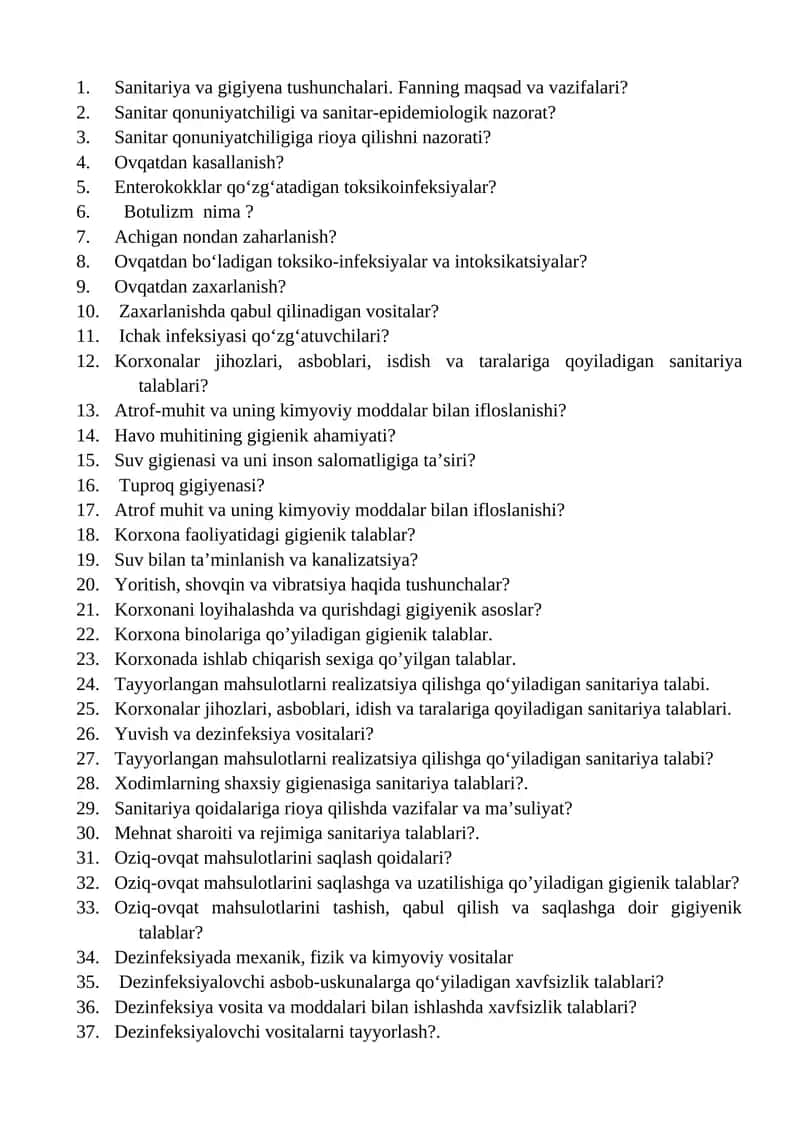 Sanitariya va gigiyena tushunchalari 1
