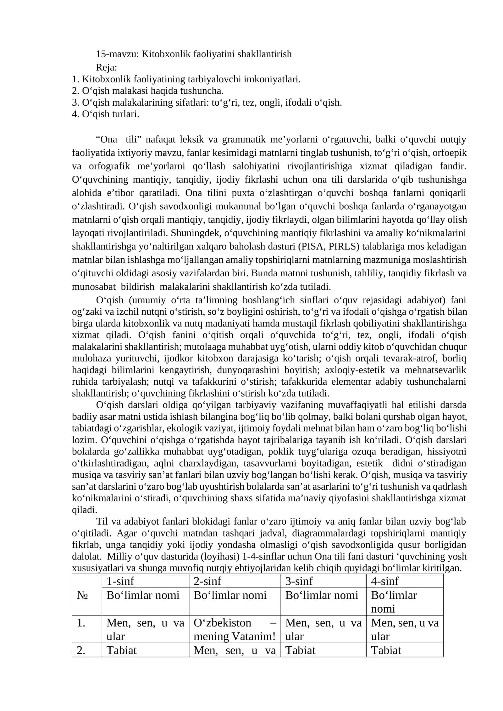 Kitobxonlik faoliyatini shakllantirish 1