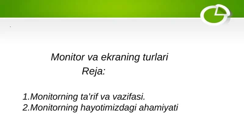 Monitor va ekraning turlari 1