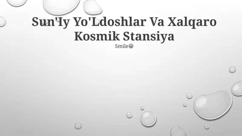 Sun'Iy Yo'Ldoshlar Va Xalqaro Kosmik Stansiya 1