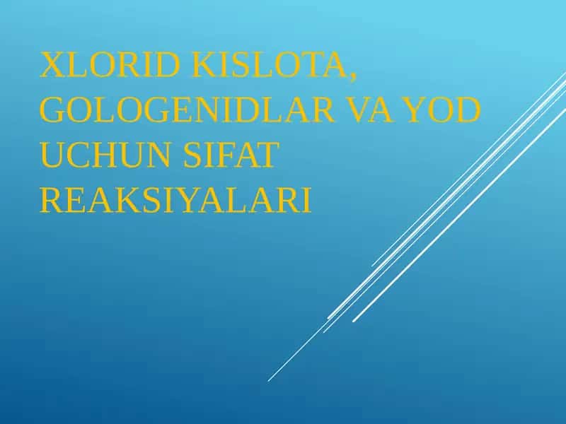 Xlorid kislota va gologenidlar va yod uchun sifat reaksiyalarini o‘rganish 1