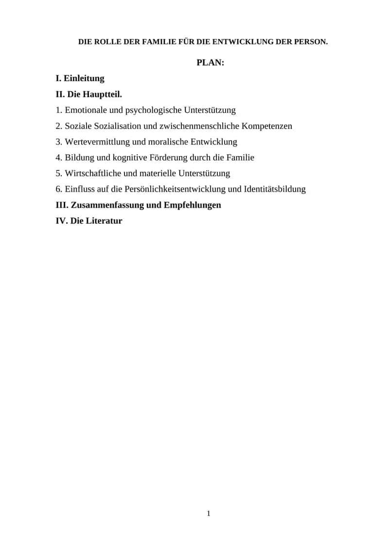 DIE ROLLE DER FAMILIE FÜR DIE ENTWICKLUNG DER PERSON 1