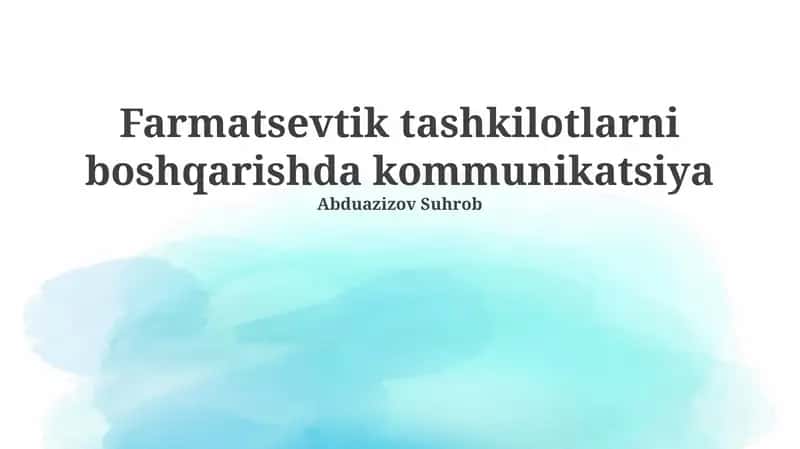 Farmatsevtika tashkilotlarida aloqa 1