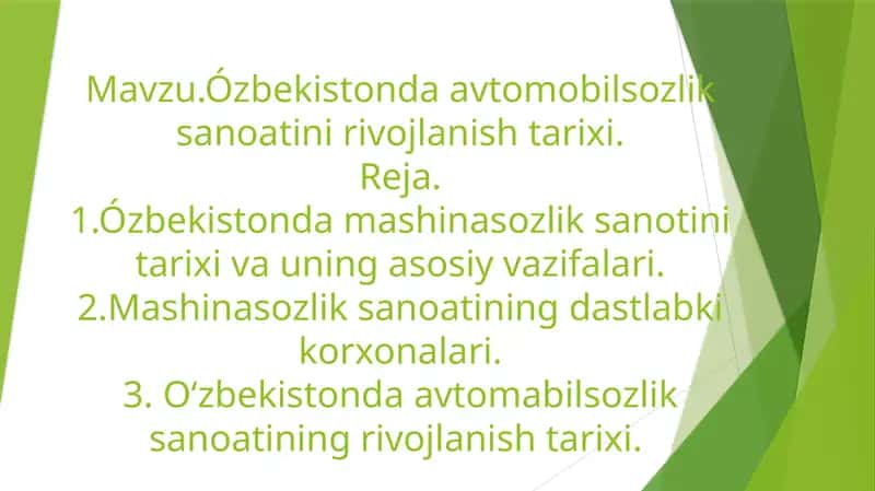 O'zbekistonda avtomobilsozlik sanoatini rivojlanish tarixi 1